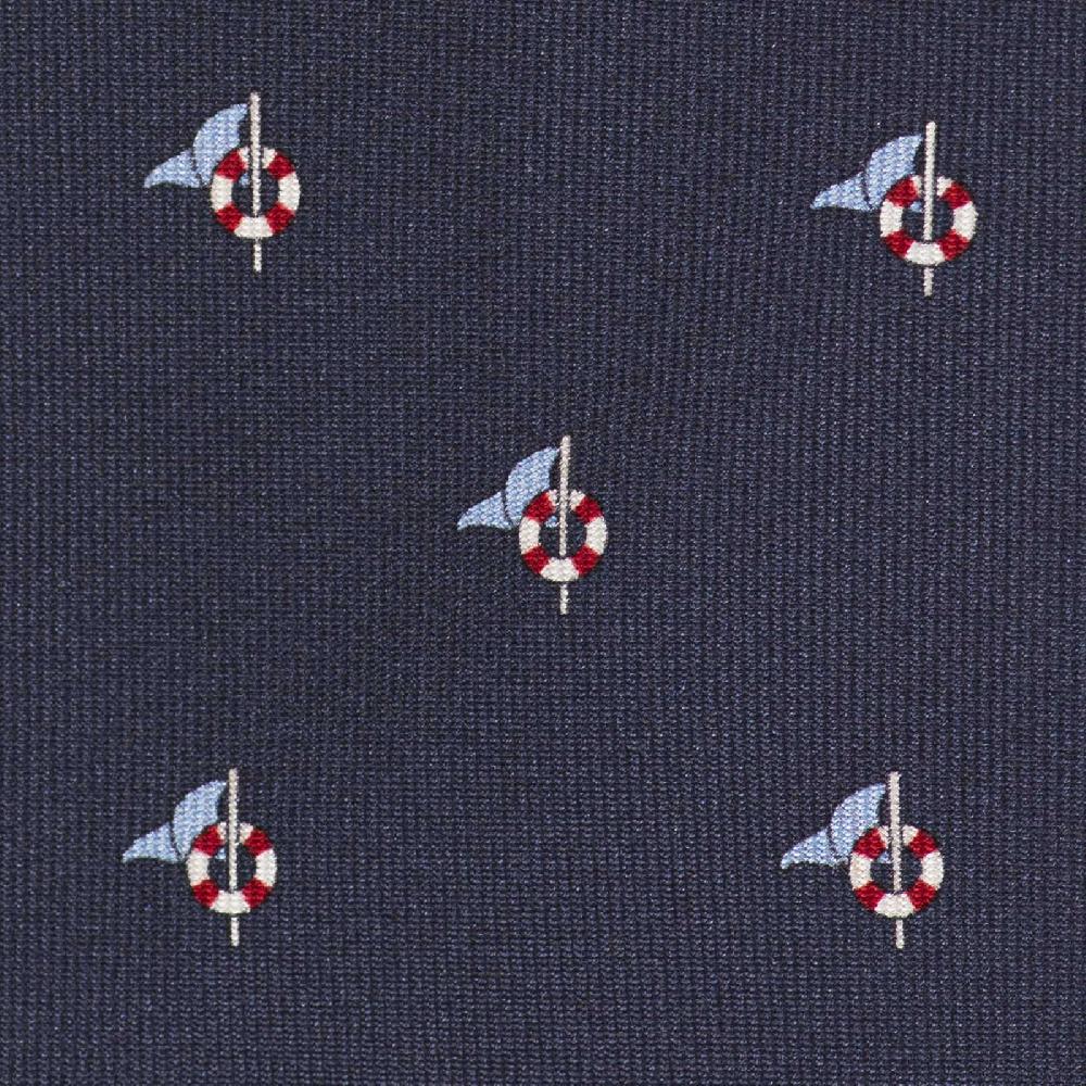 Rubinacci Cravatta in twill di seta blu con stampa delfino Offerta San Valentino