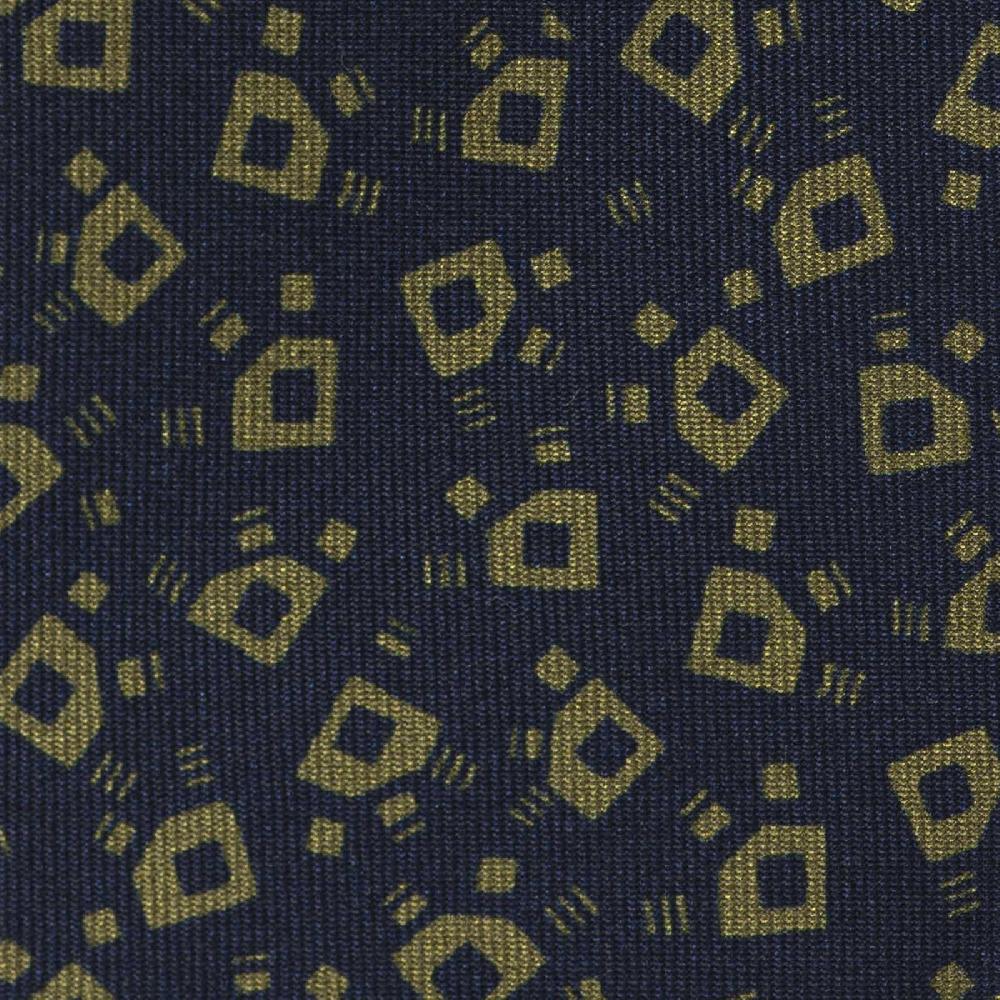 Rubinacci Cravatta in twill di seta navy blu con stampa geometrica Offerta Anniversario