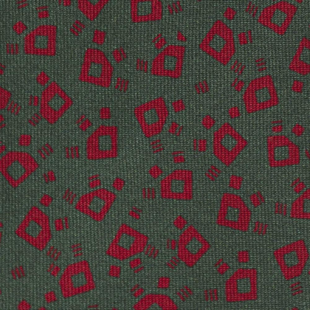 Rubinacci Cravatta in twill di seta verde con stampa geometrica Smaltimento dello stoccaggio