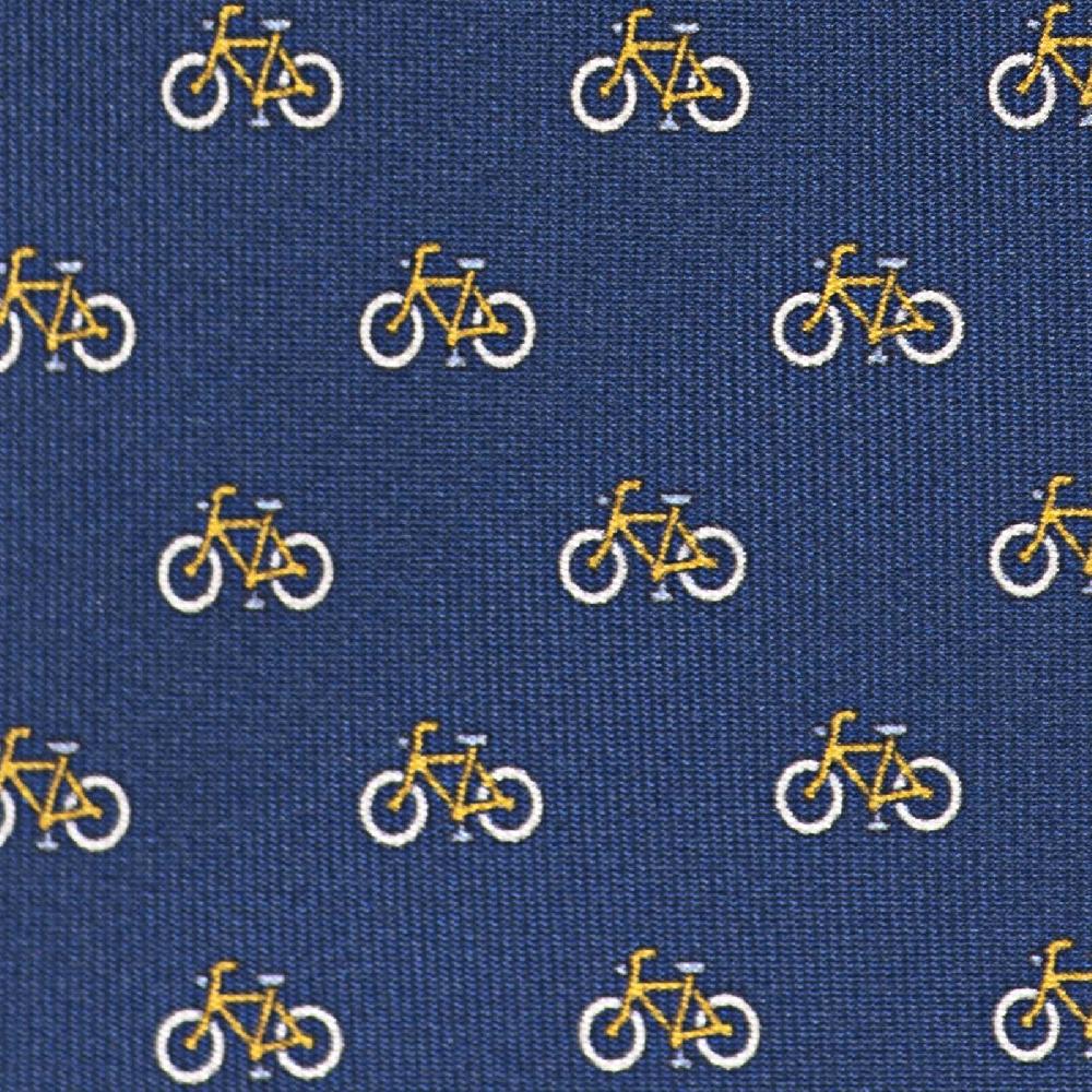 Rubinacci Cravatta in twill di seta con stampa bicicletta gialla Offerta migliore