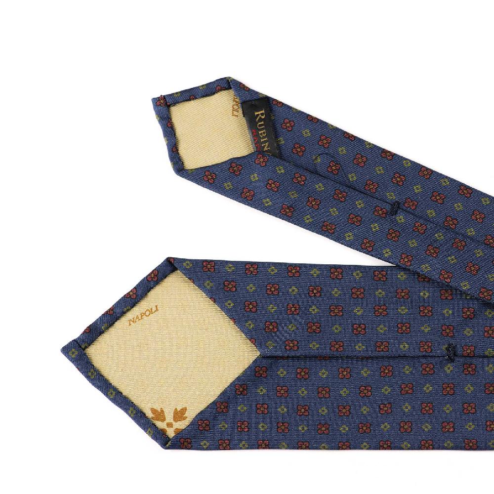 Rubinacci Cravatta in twill di seta blu con stampa floreale Latest fashion
