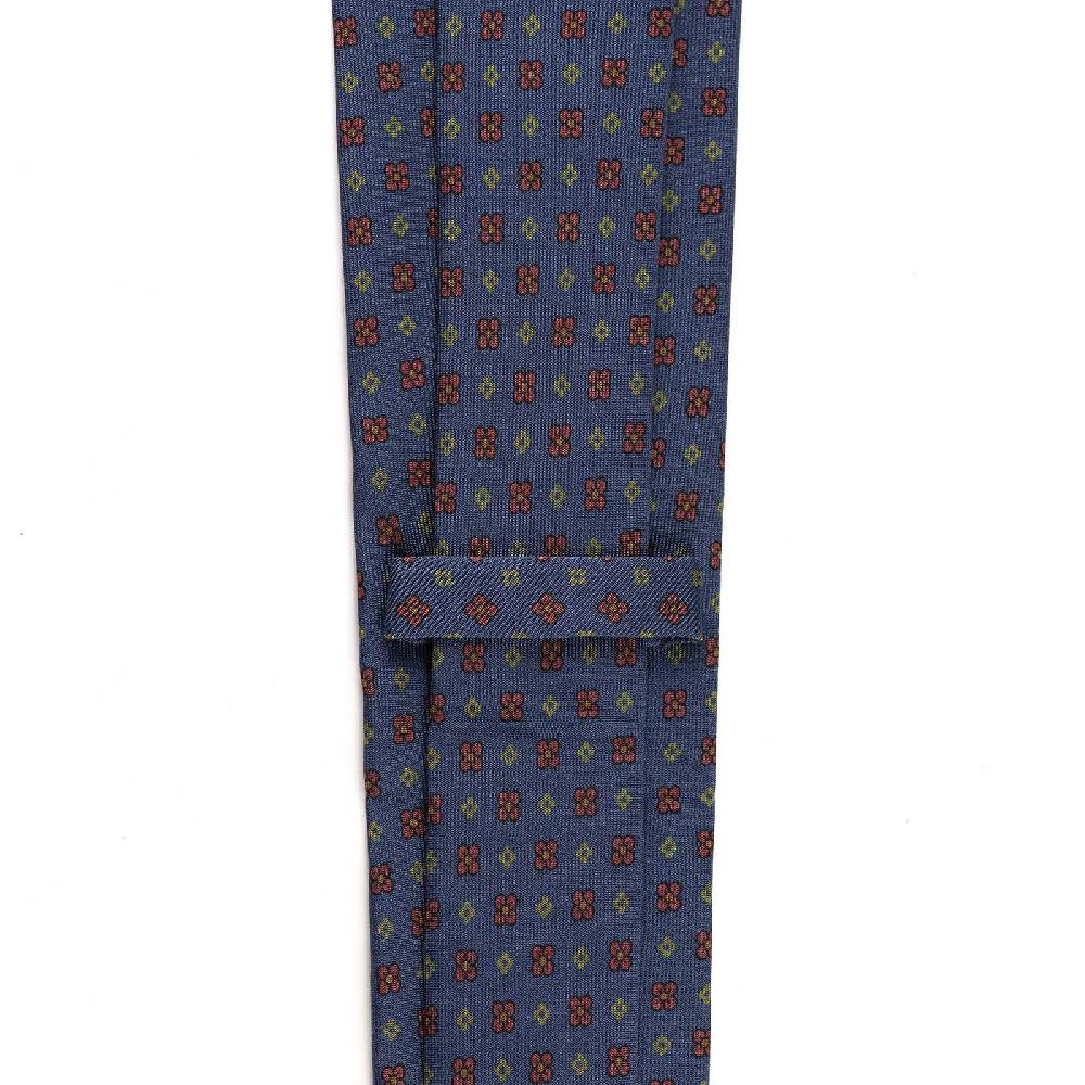 Rubinacci Cravatta in twill di seta blu con stampa floreale Latest fashion