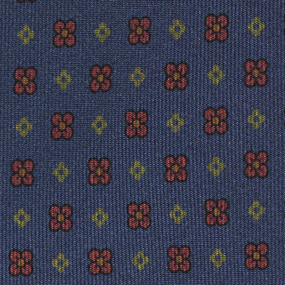Rubinacci Cravatta in twill di seta blu con stampa floreale Latest fashion
