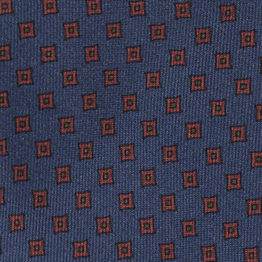 Rubinacci Cravatta in twill di seta blu con stampa geometrica Offerte esclusive