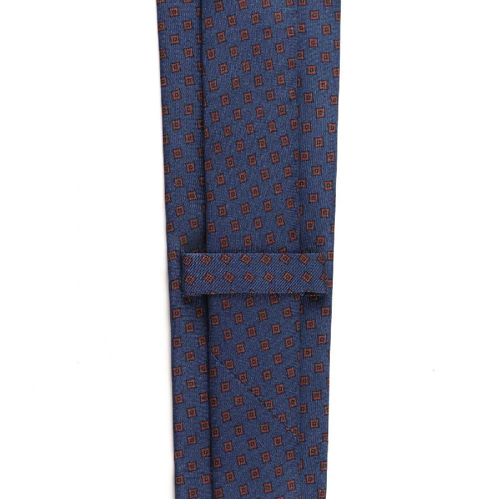 Rubinacci Cravatta in twill di seta blu con stampa geometrica Offerte esclusive