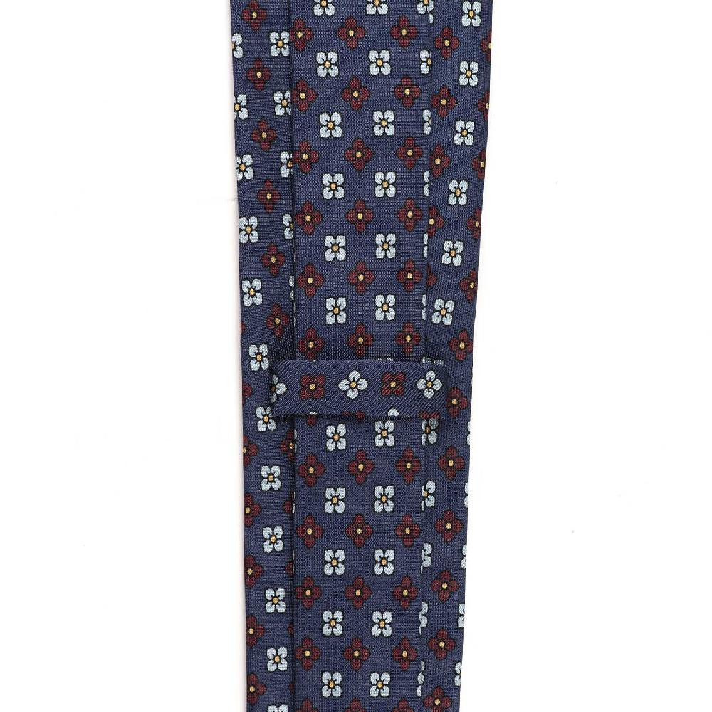 Rubinacci Cravatta in twill di seta blu con stampa floreale Grandi sconti