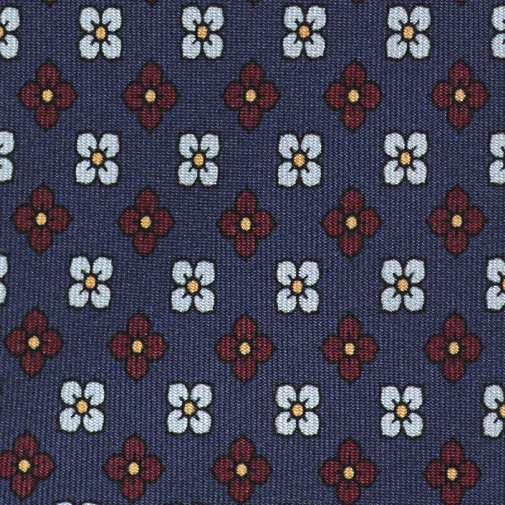 Rubinacci Cravatta in twill di seta blu con stampa floreale Grandi sconti