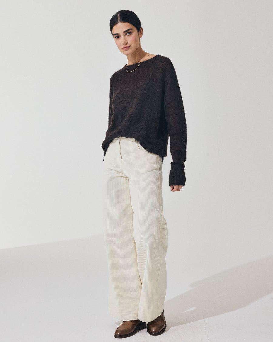 Scaglione BOAT NECK BOXY RAGLAN SEAMLESS EBANO In Linea