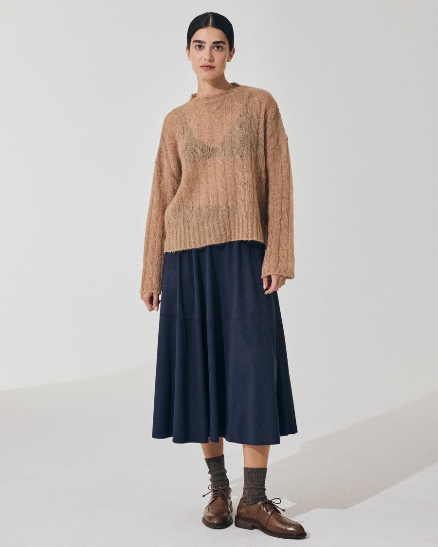 Scaglione ROUND NECK BOXY CABLES ULTRALIGHT CARAMEL Qualità