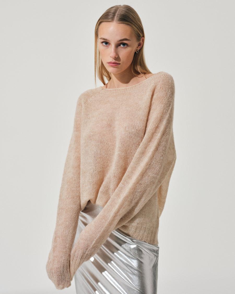 Scaglione BOAT NECK BOXY RAGLAN SEAMLESS SAND Vendita