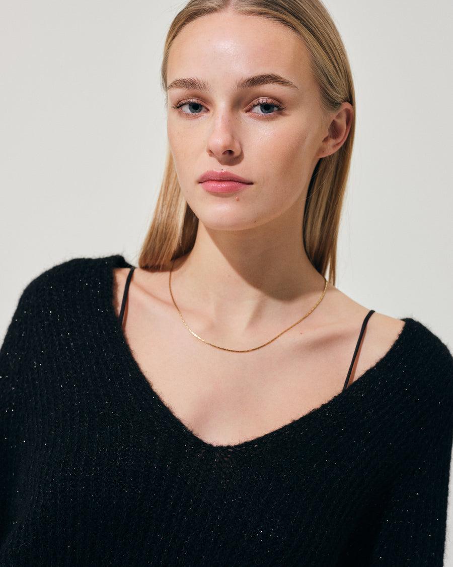 Scaglione V.NECK RAGLAN GLITTER BLACK Pezzi Unici