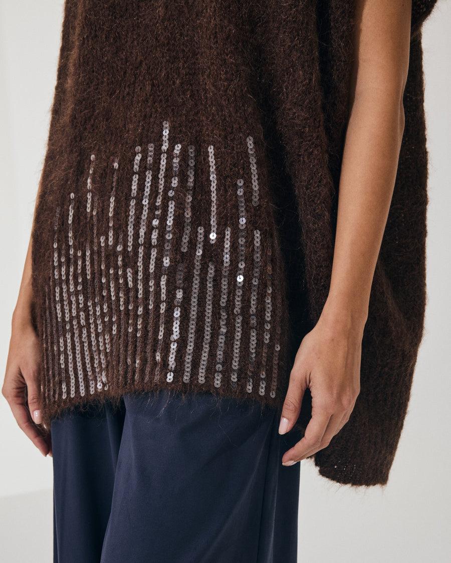Scaglione PONCHO V PAILLETTES EBANO Qualità Garantita