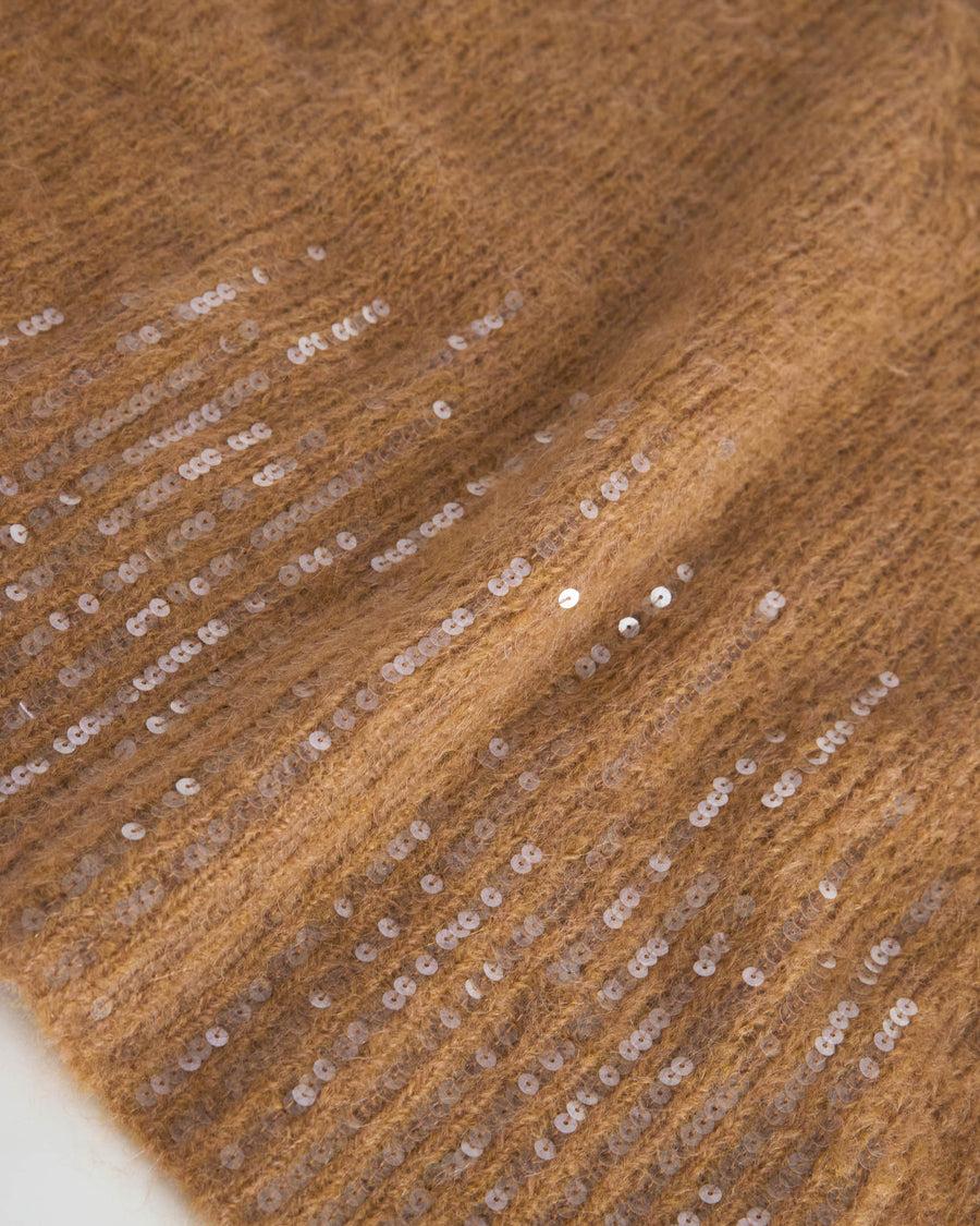 Scaglione PONCHO V PAILLETTES CARAMEL Negozi Online