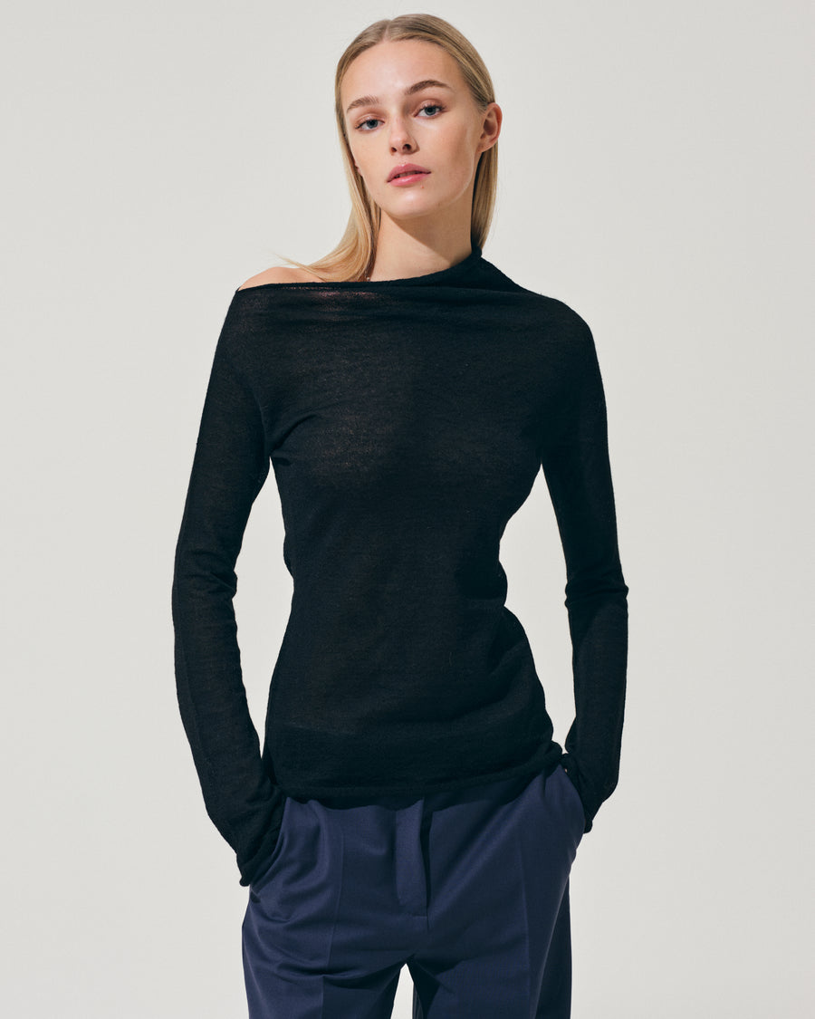 Scaglione ROUND NECK ASYMMETRIC BLACK Acquista Ora