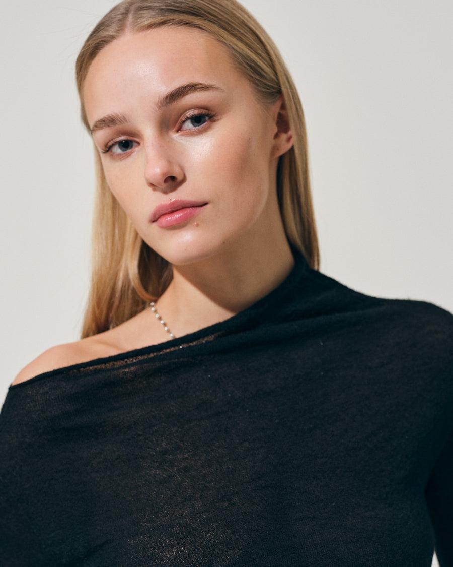 Scaglione ROUND NECK ASYMMETRIC BLACK Acquista Ora