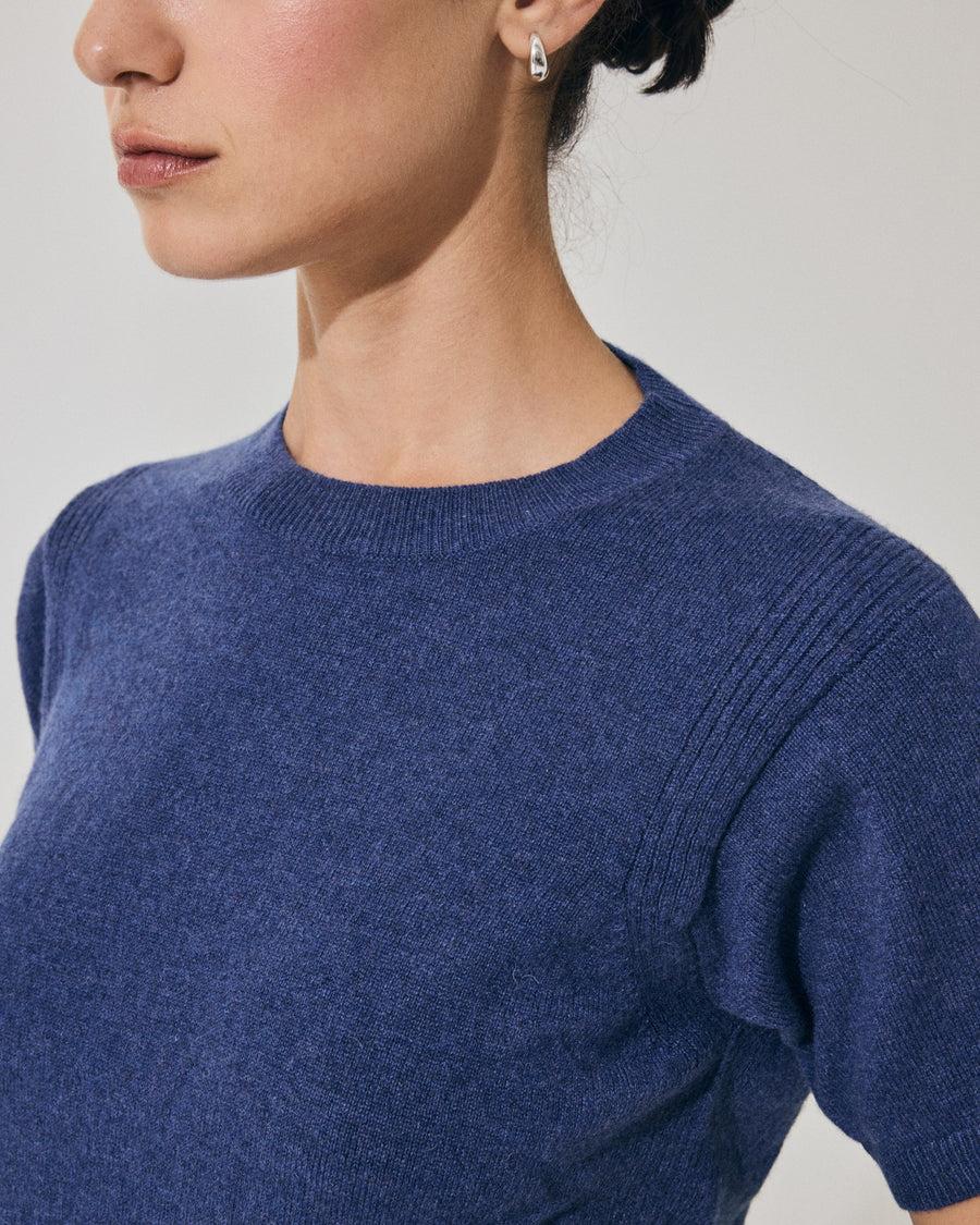 Scaglione T-SHIRT RIBBED SIDES DENIM Promozione Limitata