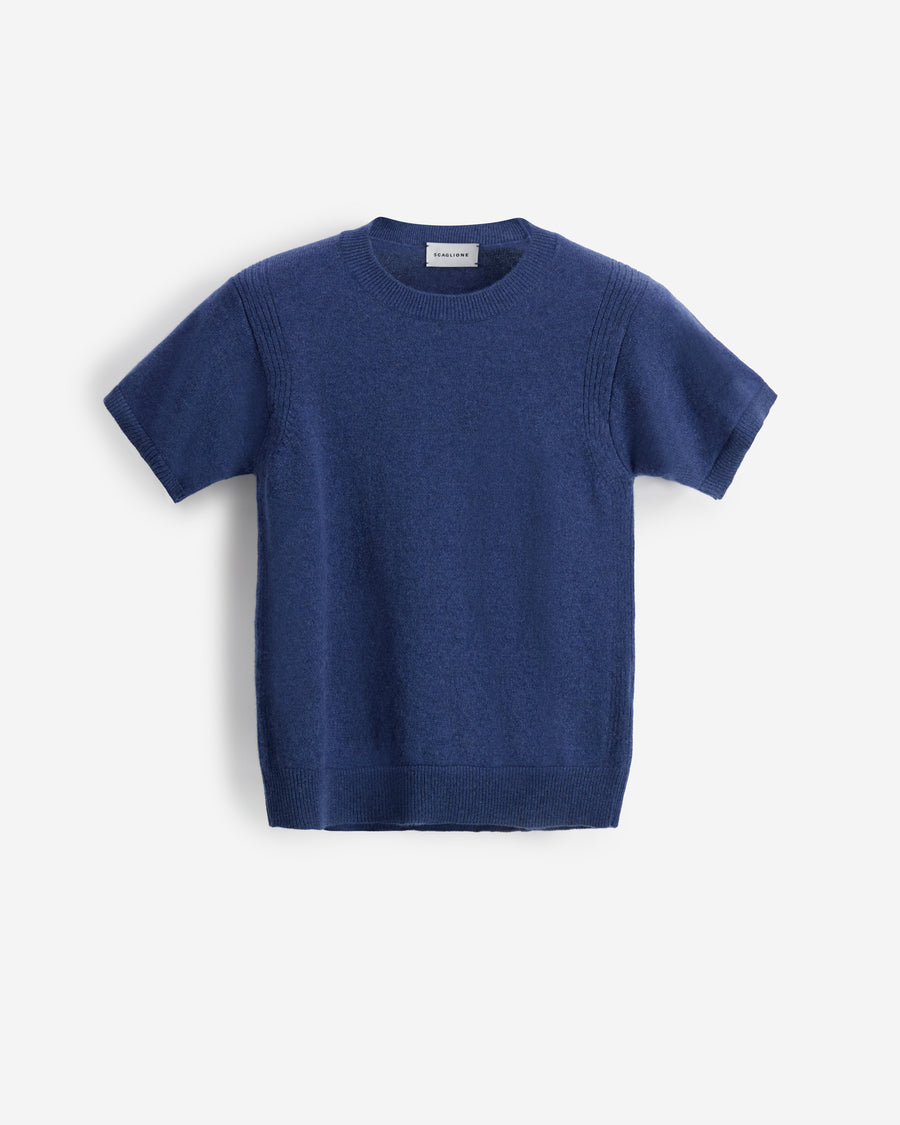 Scaglione T-SHIRT RIBBED SIDES DENIM Promozione Limitata