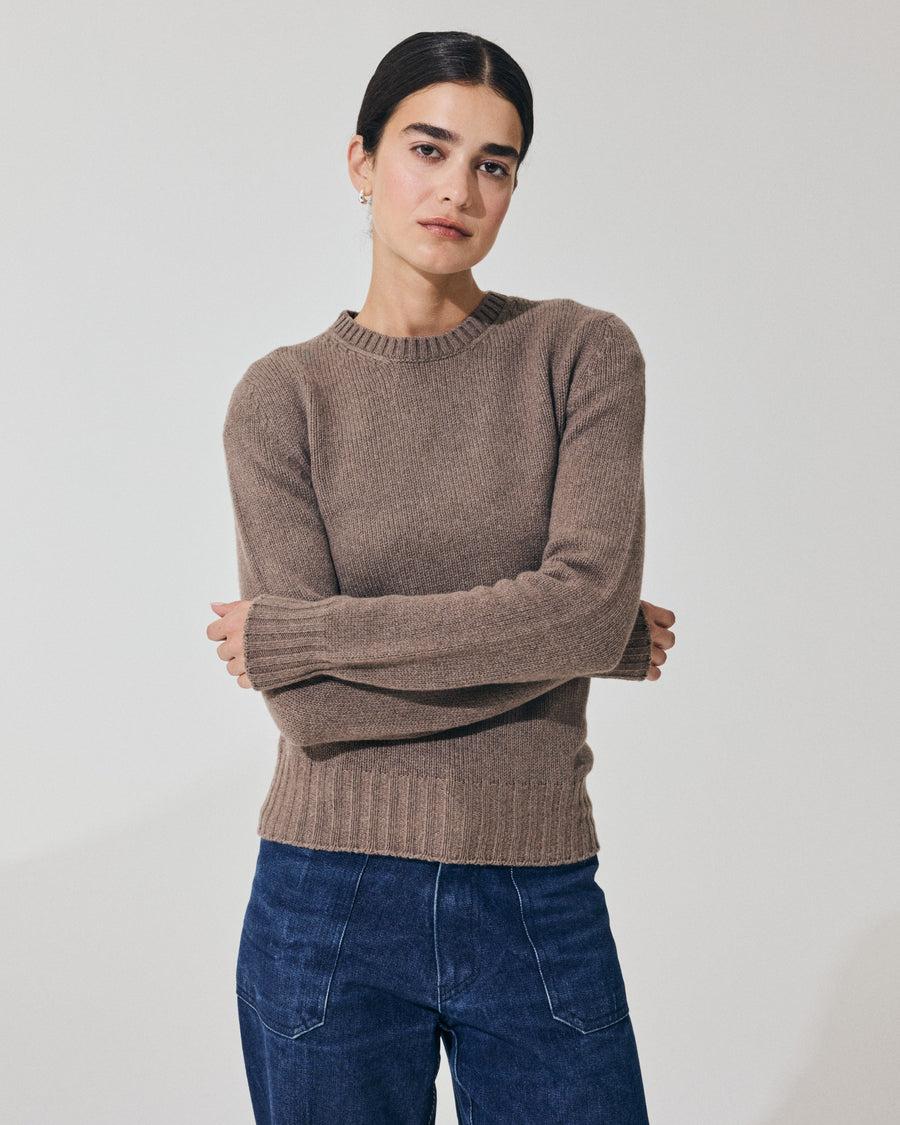 Scaglione ROUND NECK SOFT HYBRID CASHMERE TAUPE Convenienza