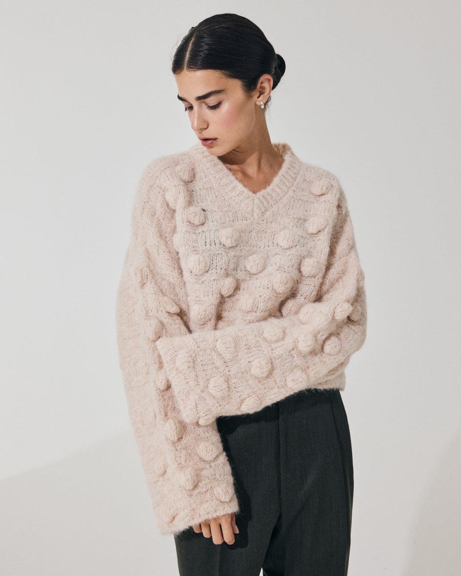 Scaglione V NECK OVER HAZELNUT STITCH SAND Vendita Calda