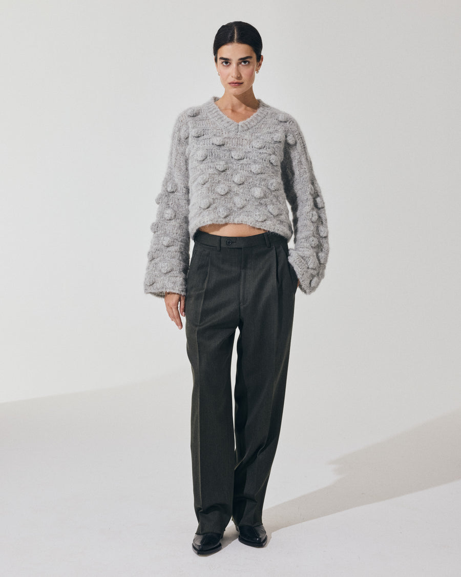 Scaglione V NECK OVER HAZELNUT STITCH GREY Vendita Economica