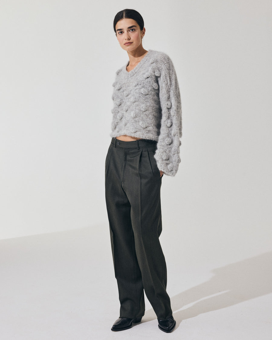 Scaglione V NECK OVER HAZELNUT STITCH GREY Vendita Economica