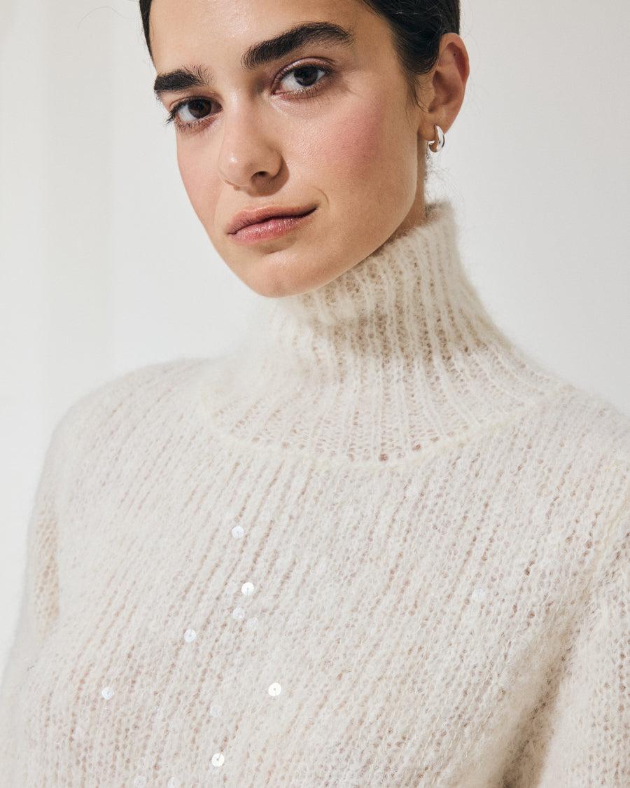 Scaglione T.NECK TRAPEZIO PAILLETTES MILK Moda