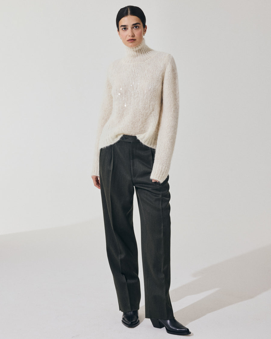 Scaglione T.NECK TRAPEZIO PAILLETTES MILK Moda