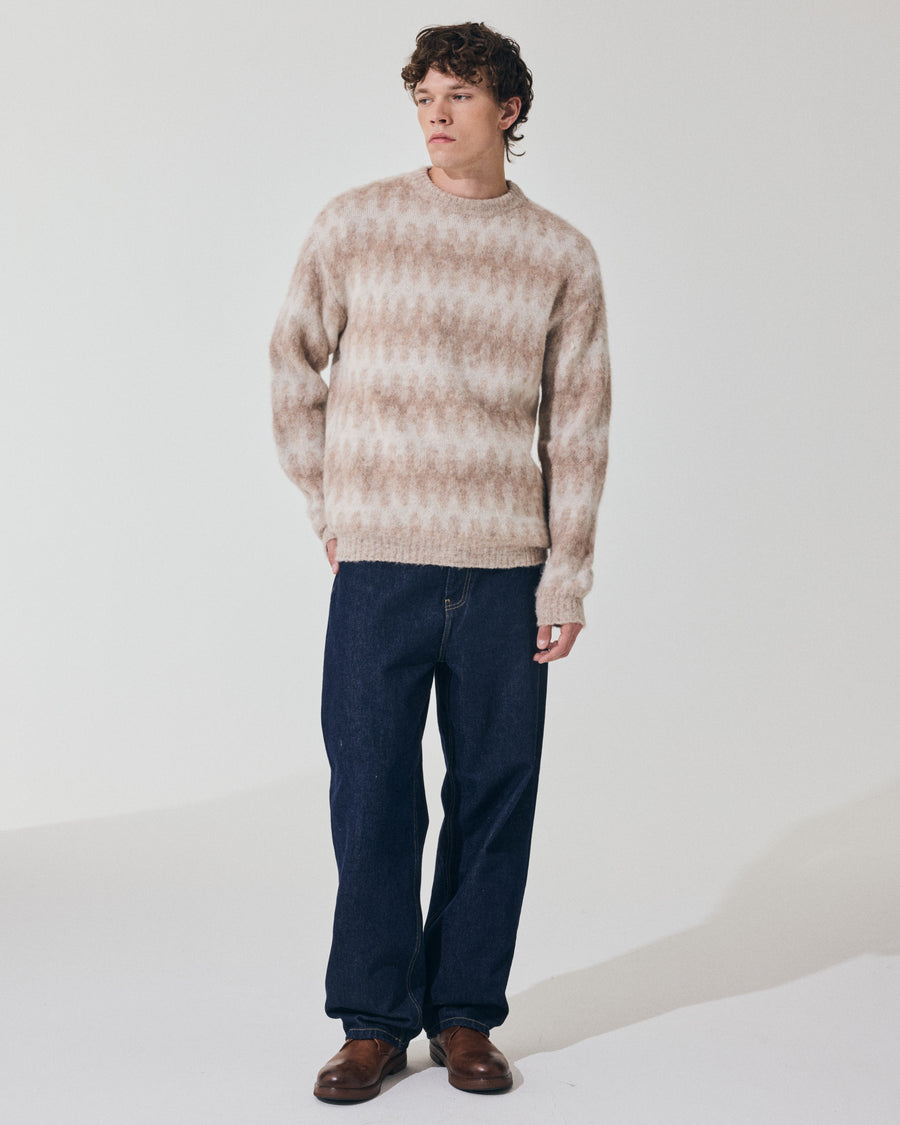 Scaglione ROUND NECK JQD WAVES BRUSHED BEIGE In Linea
