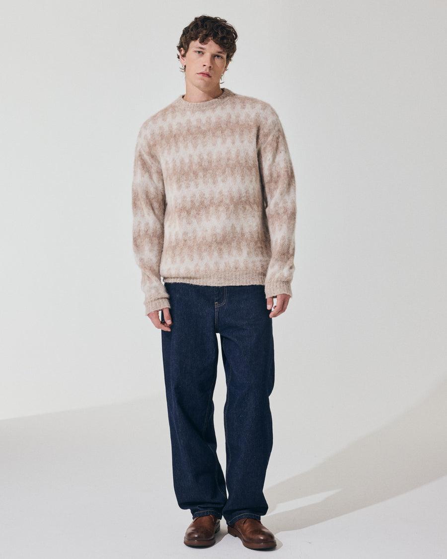 Scaglione ROUND NECK JQD WAVES BRUSHED BEIGE In Linea