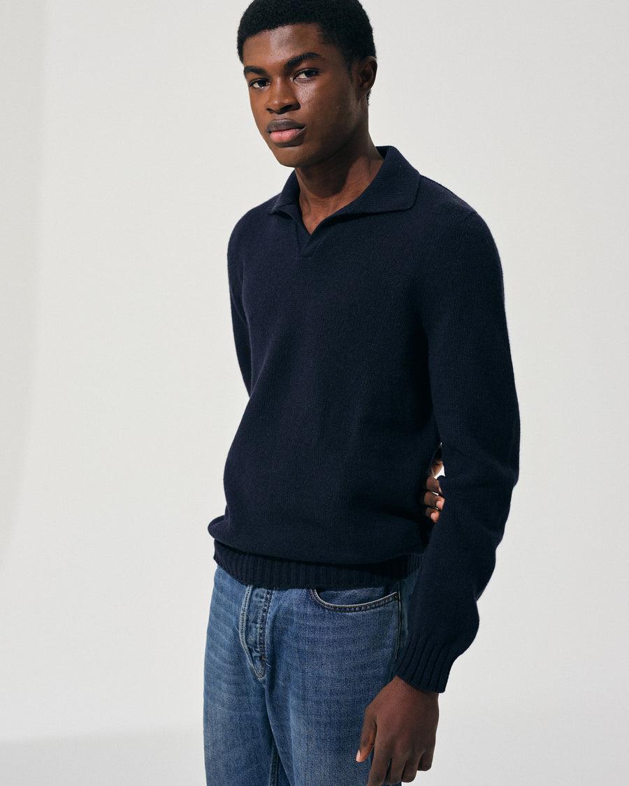 Scaglione OPEN POLO HYBRD CASHMERE NAVY Qualità