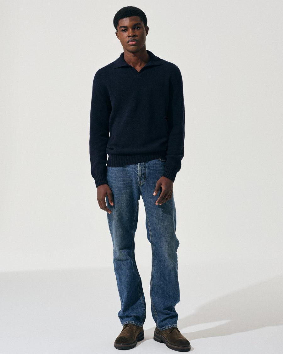 Scaglione OPEN POLO HYBRD CASHMERE NAVY Qualità