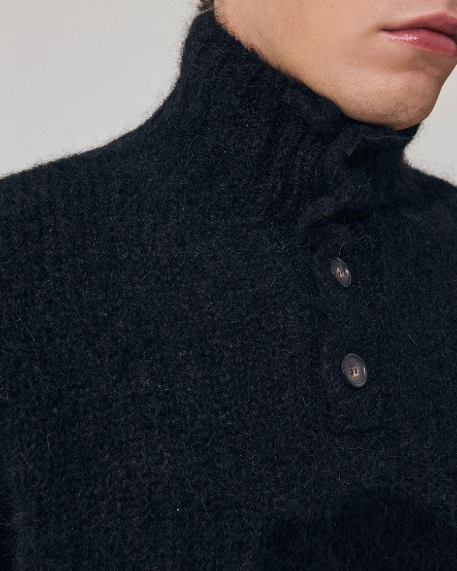 Scaglione HIGH NECK BOTTONI MESSY HAIR NAVY Promozione