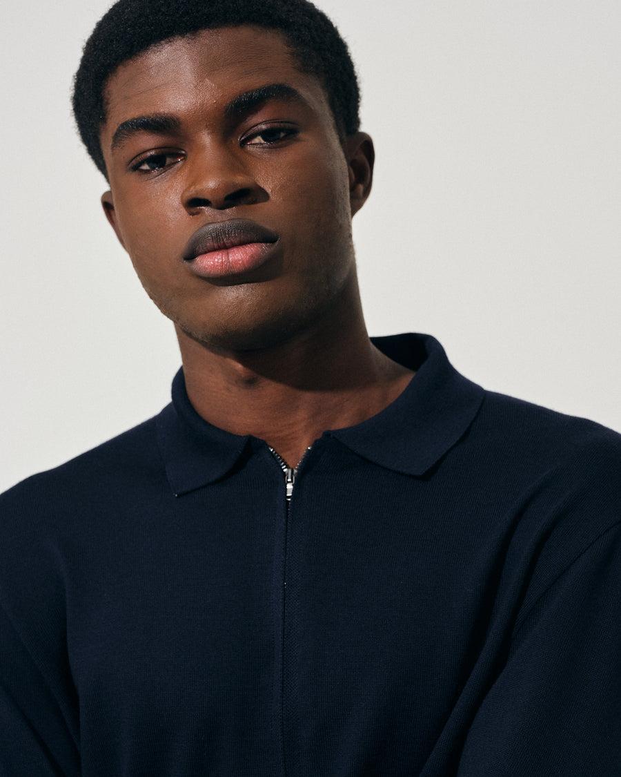 Scaglione ZIPPER COLLO A POLOCOMPACT MERINO NAVY Soddisfazione Garantita