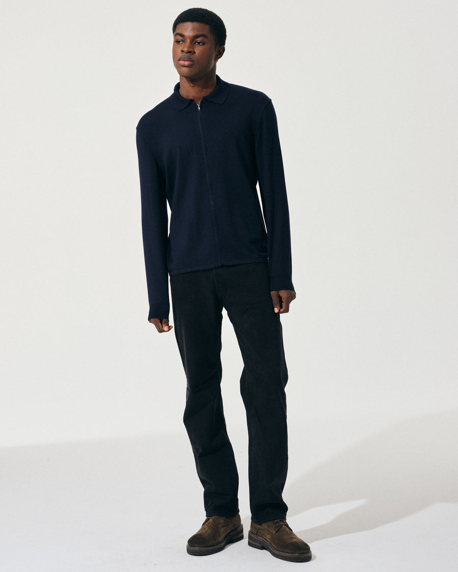 Scaglione ZIPPER COLLO A POLOCOMPACT MERINO NAVY Soddisfazione Garantita