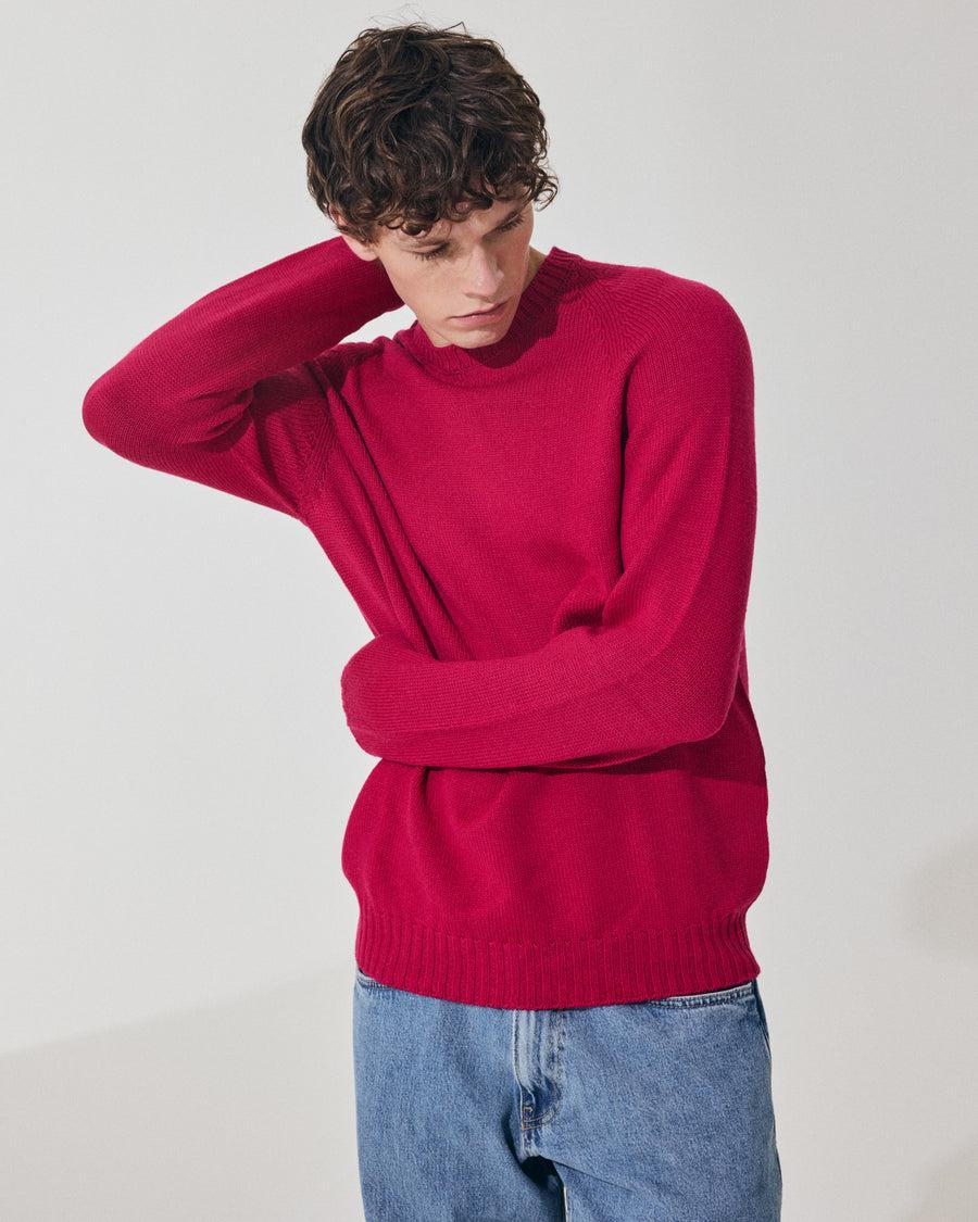 Scaglione ROUND NECK RAGLAN SOFT MERINO MAGENTA Qualità Garantita