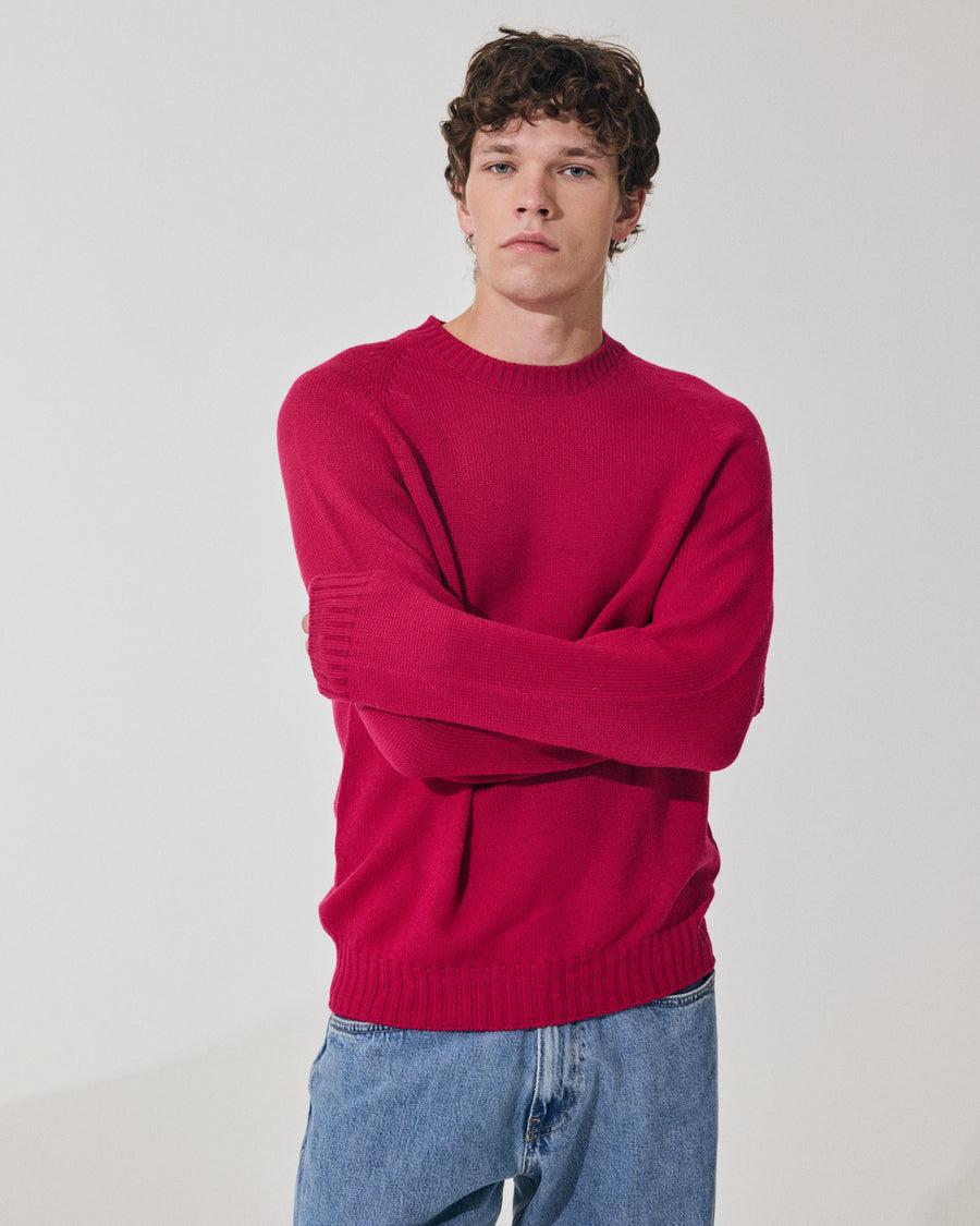 Scaglione ROUND NECK RAGLAN SOFT MERINO MAGENTA Qualità Garantita
