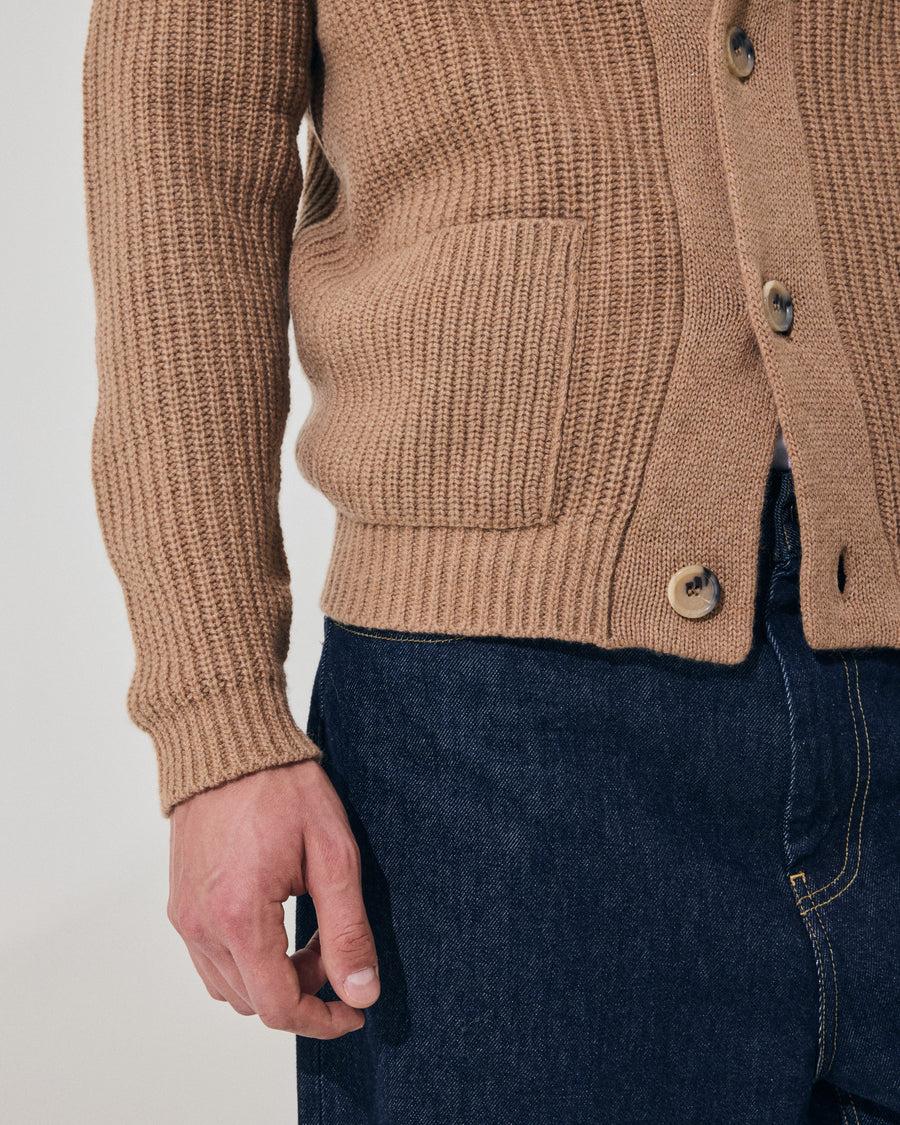 Scaglione CARDIGAN PANNOCCHIA HYBRD CASHMERE CARAMEL Fino Al -60%