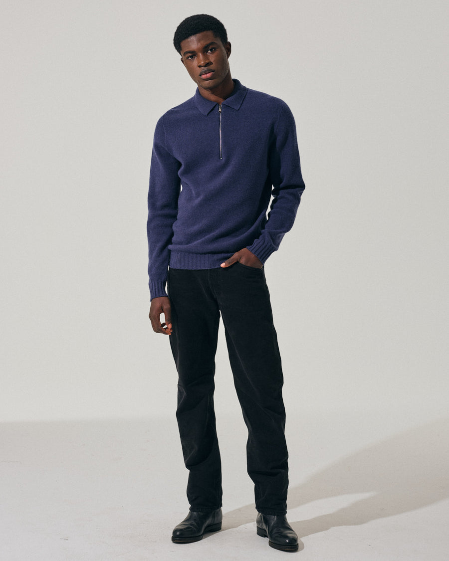 Scaglione POLO ZIP SEAMLESS MIXCASH DENIM Affare Del Giorno