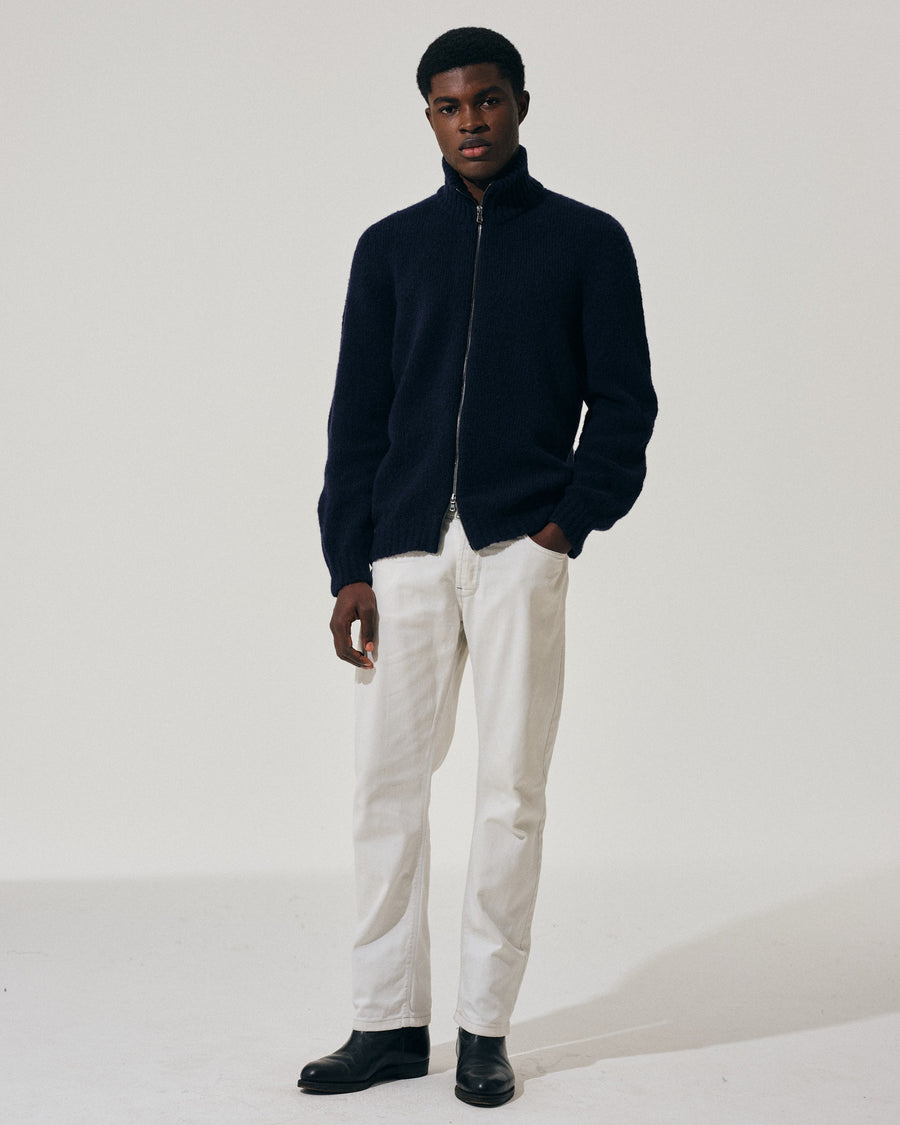 Scaglione ZIPPER PUFFED CASHMERE CASHMERE SEAMLESS NAVY Prezzo Ridotto