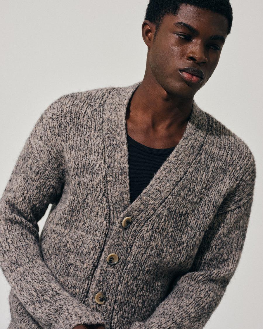 Scaglione CARDIGAN OVER MOULINE' TAUPE Sottocosto