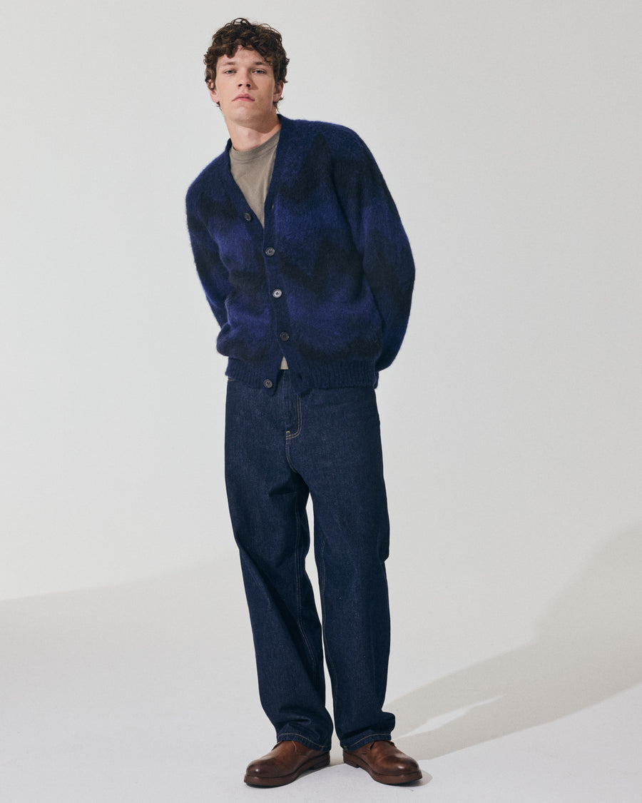 Scaglione CARDIGAN JQD ZIGZAGBRUSHED ROYAL Offerta