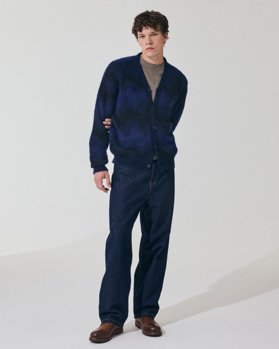 Scaglione CARDIGAN JQD ZIGZAGBRUSHED ROYAL Offerta