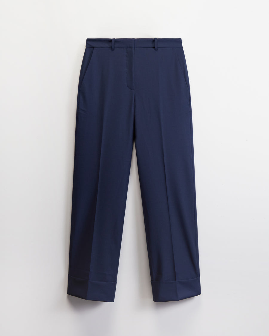 Scaglione PANTS PIEGA CENTALE MERINO NAVY Qualità Garantita