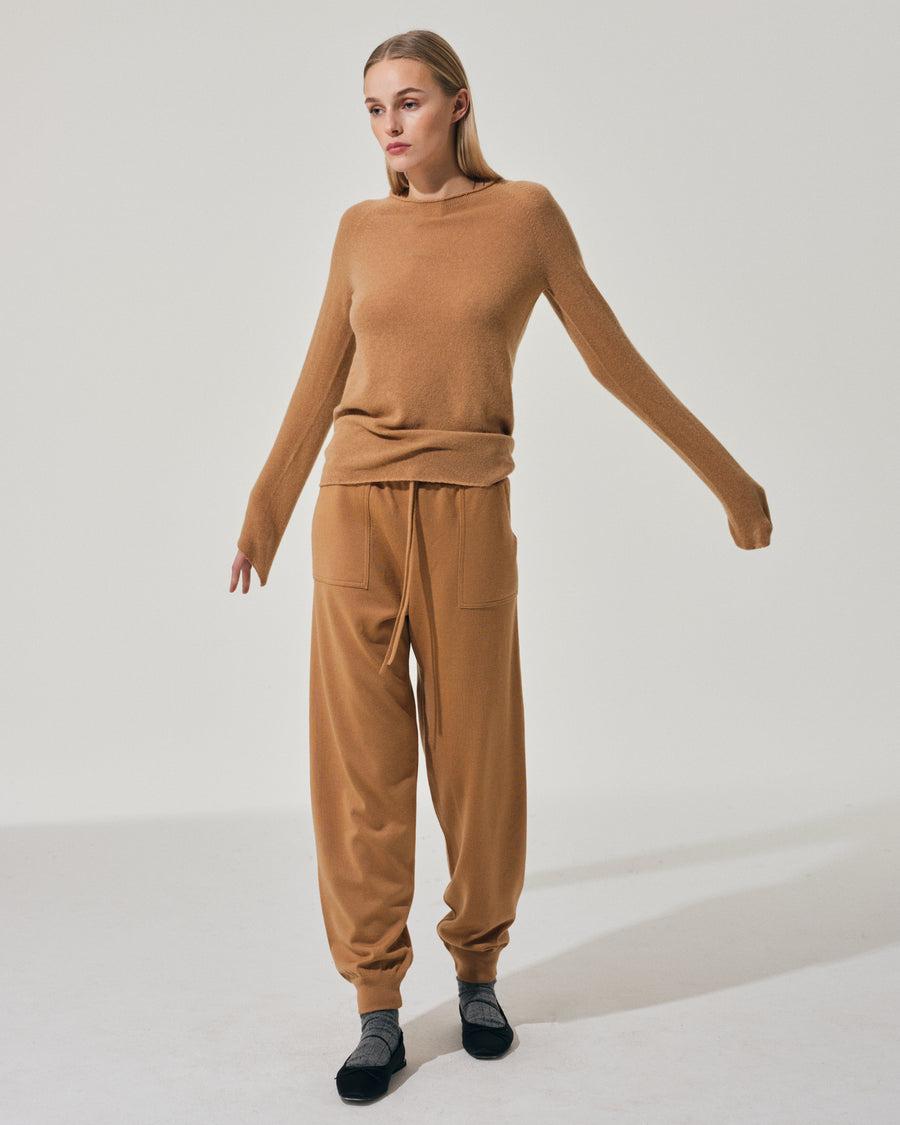 Scaglione PANTS FELPA MERINO CAMEL Fino Al -60%