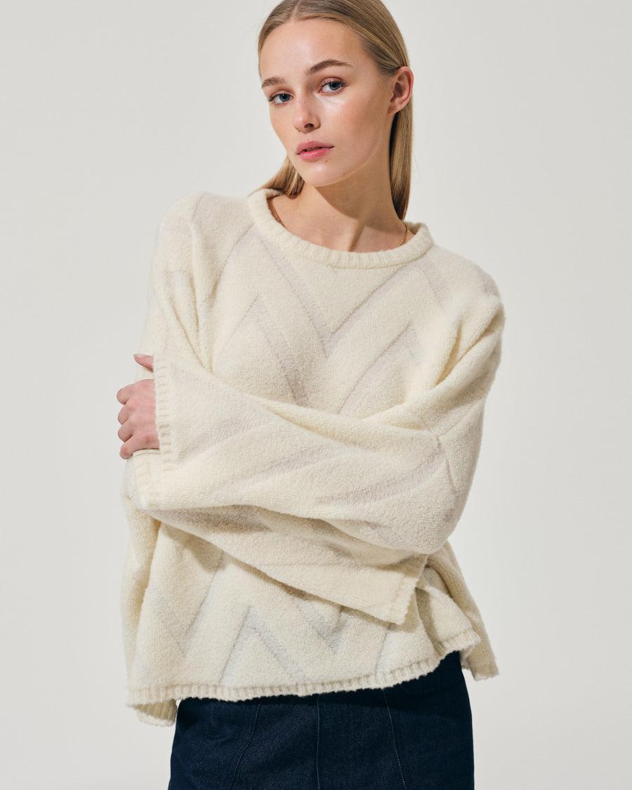 Scaglione ROUND NECK OVER ZIGZAG SPONGY MILK In Saldo
