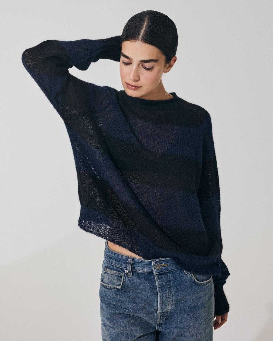 Scaglione ROUND NECK RIGA RUGBY NAVY/BLACK Vendita