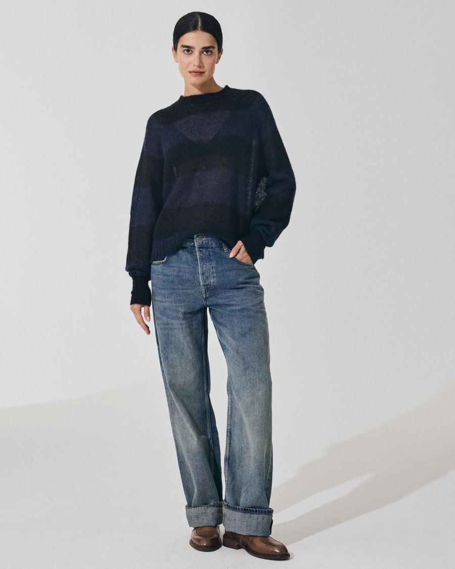 Scaglione ROUND NECK RIGA RUGBY NAVY/BLACK Vendita