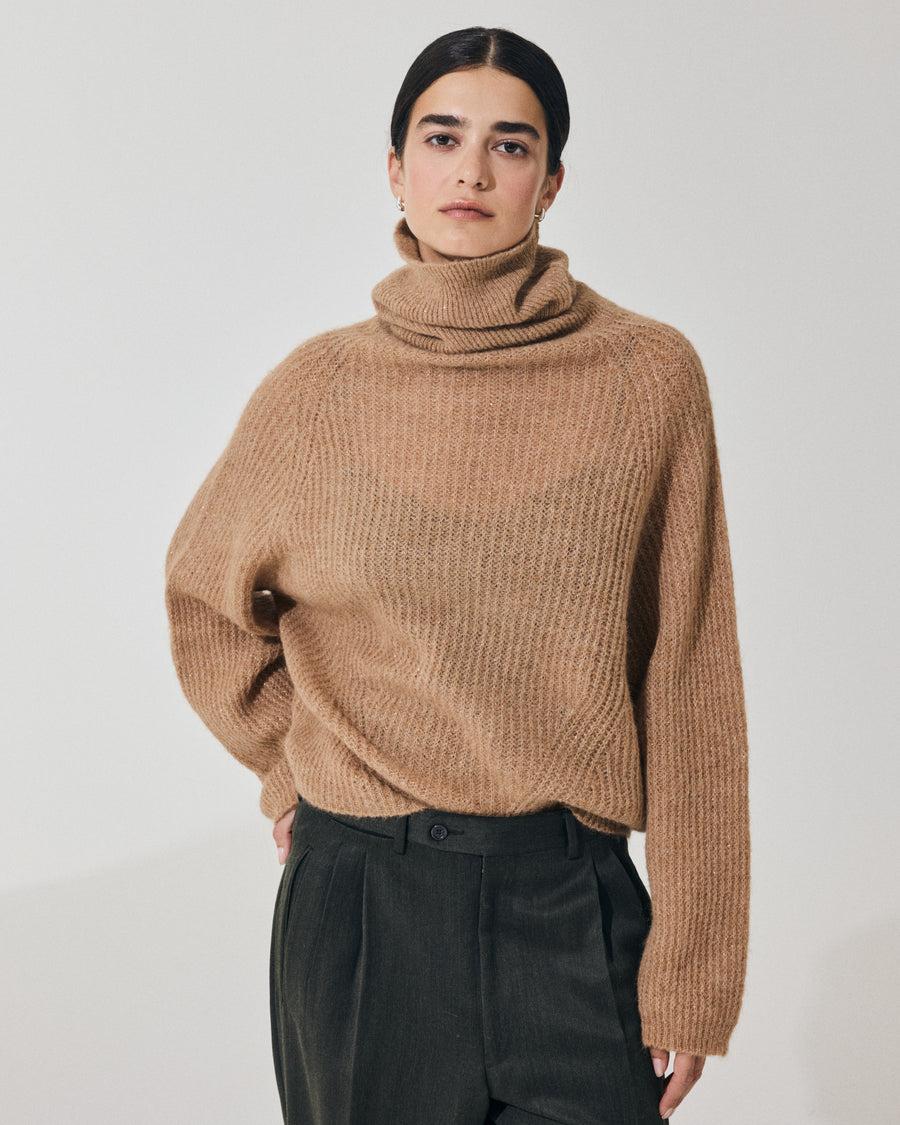 Scaglione TURTLE NECK RAGLAN GLITTER CARAMEL Spedizione Gratuita