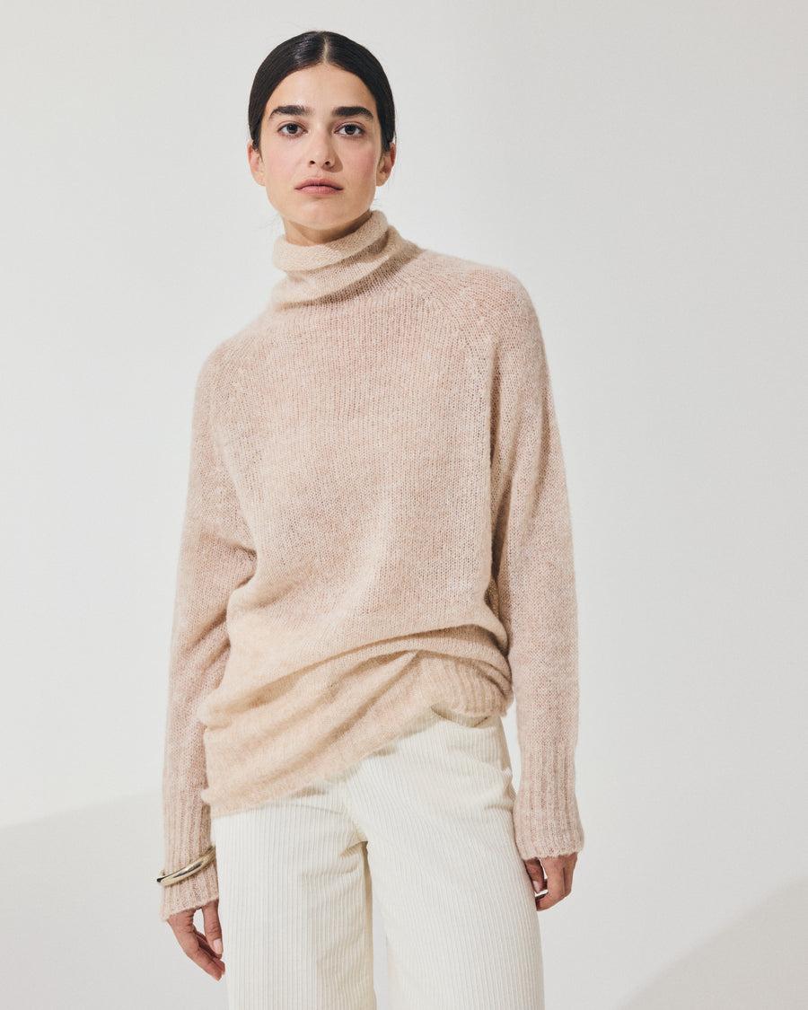 Scaglione TURTLE NECK RAGLAN SEAMLESS SAND Sconto