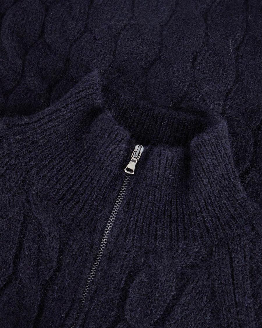 Scaglione ZIPPER RAGLAN CABLES NAVY Negozio